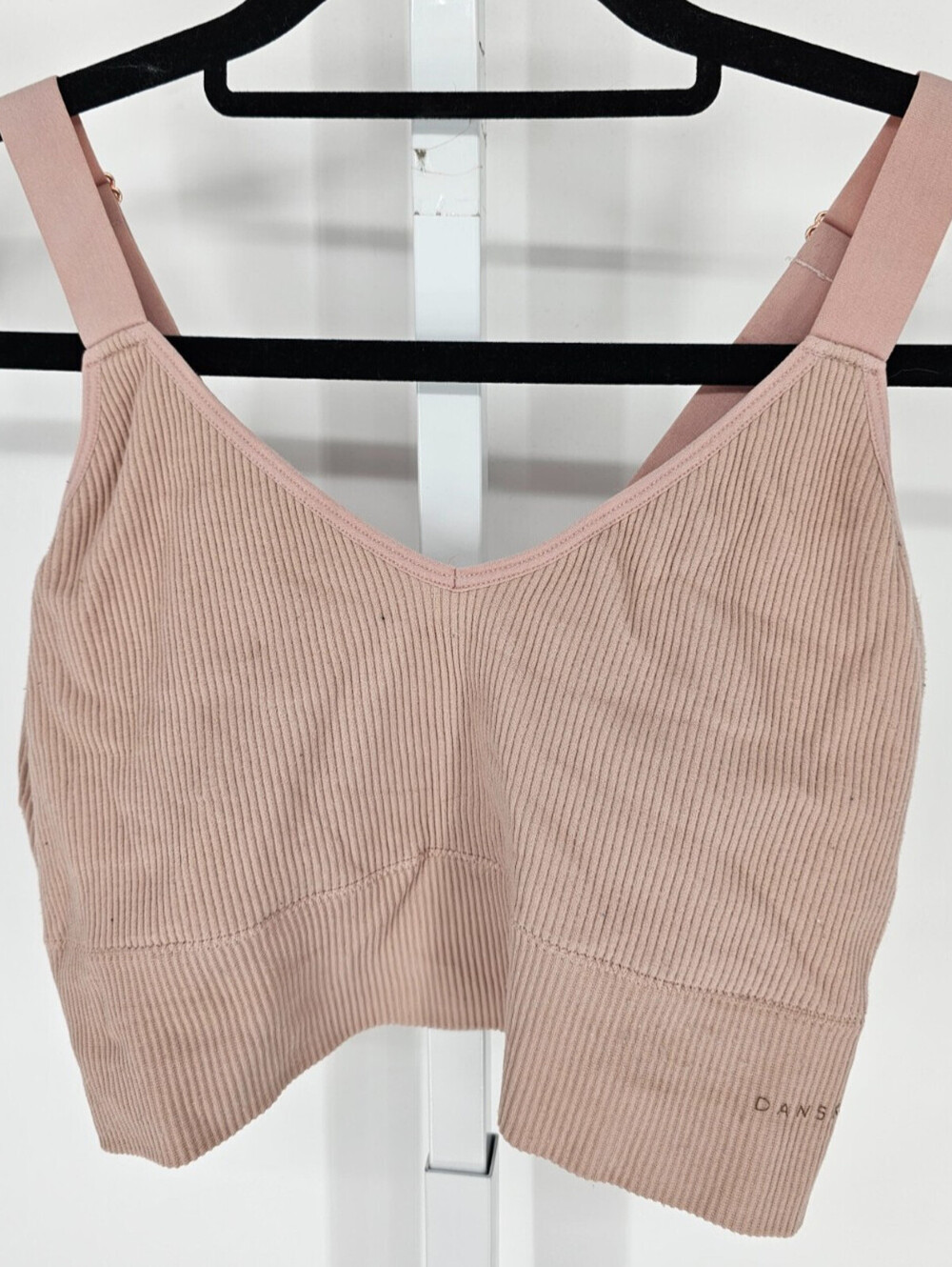 Danskin Intimates Womens Sz 2X Longline Bralette Bra Ribbed Light Pink